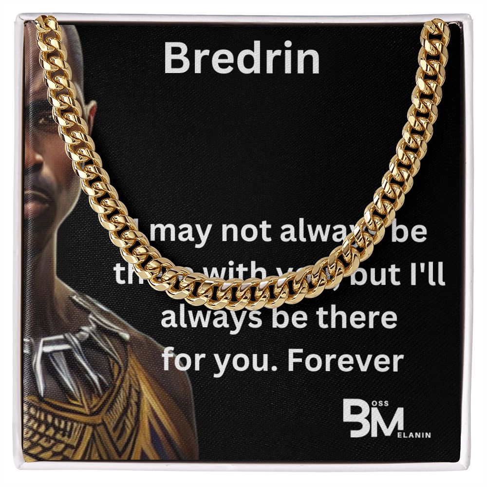 Bredrin - Cuban Link Chain, polished stainless steel. perfect gift for black men, black man Gift
