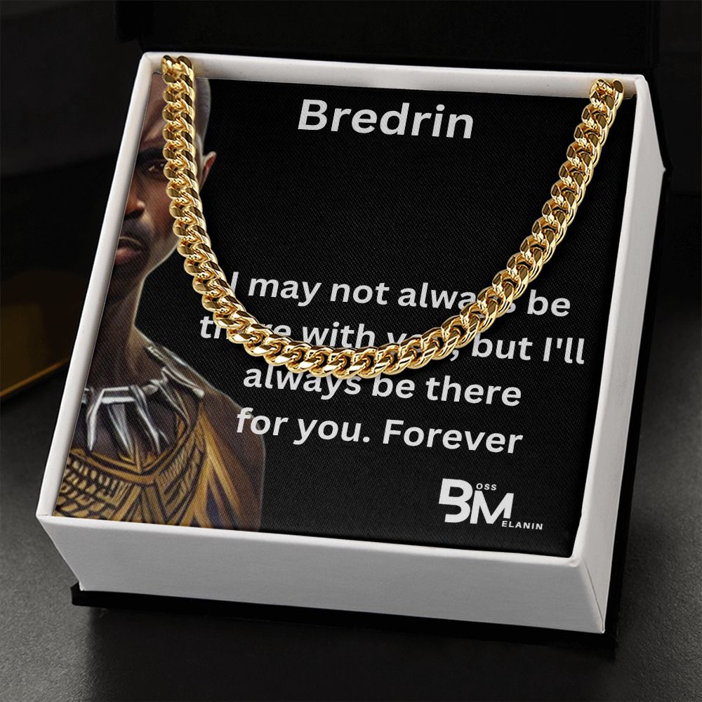 Bredrin - Cuban Link Chain, polished stainless steel. perfect gift for black men, black man Gift