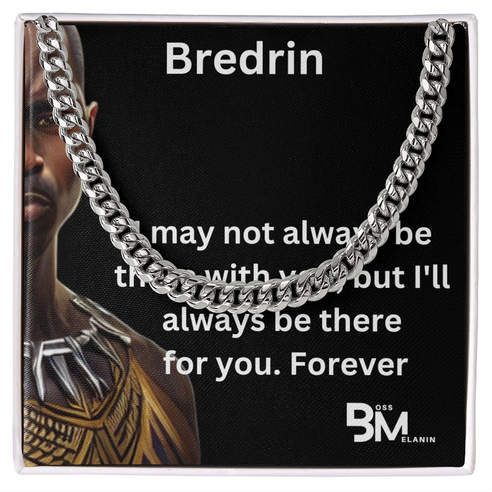 Bredrin - Cuban Link Chain, polished stainless steel. perfect gift for black men, black man Gift