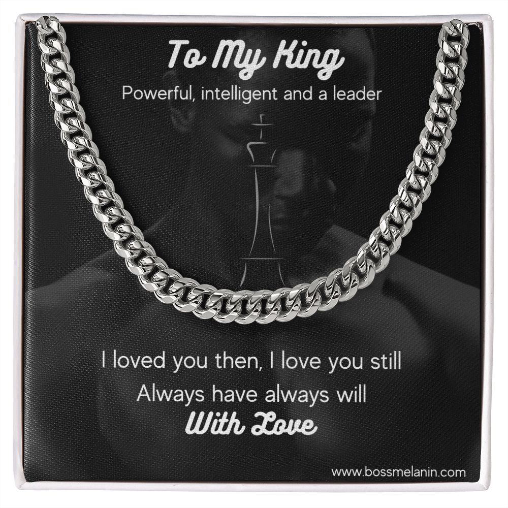 Black King Special Jewelry Gift -  Cuban Link Chain, polished stainless steel. perfect gift for black men, black man Gift