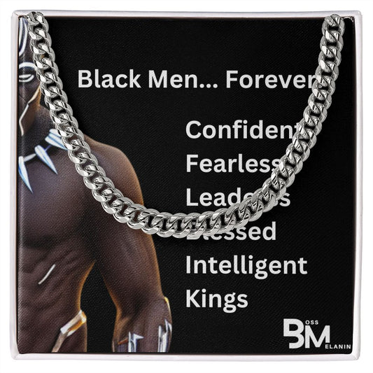 Cuban Link Chain, polished stainless steel. perfect gift for black men, black man Gift
