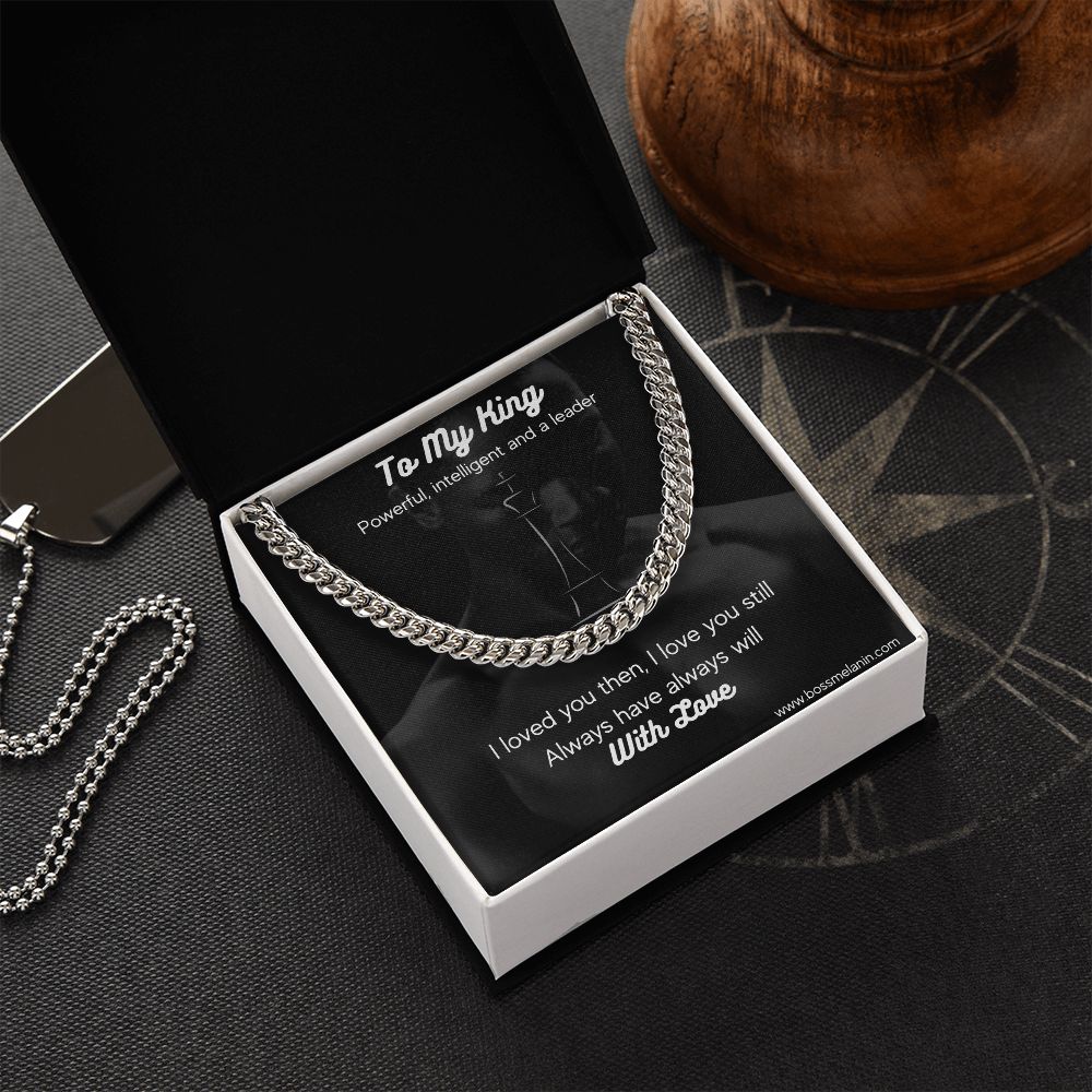 Black King Special Jewelry Gift -  Cuban Link Chain, polished stainless steel. perfect gift for black men, black man Gift