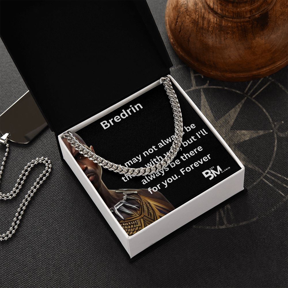 Bredrin - Cuban Link Chain, polished stainless steel. perfect gift for black men, black man Gift