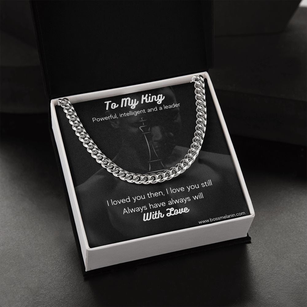 Black King Special Jewelry Gift -  Cuban Link Chain, polished stainless steel. perfect gift for black men, black man Gift