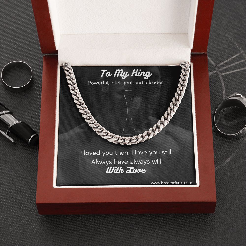 Black King Special Jewelry Gift -  Cuban Link Chain, polished stainless steel. perfect gift for black men, black man Gift
