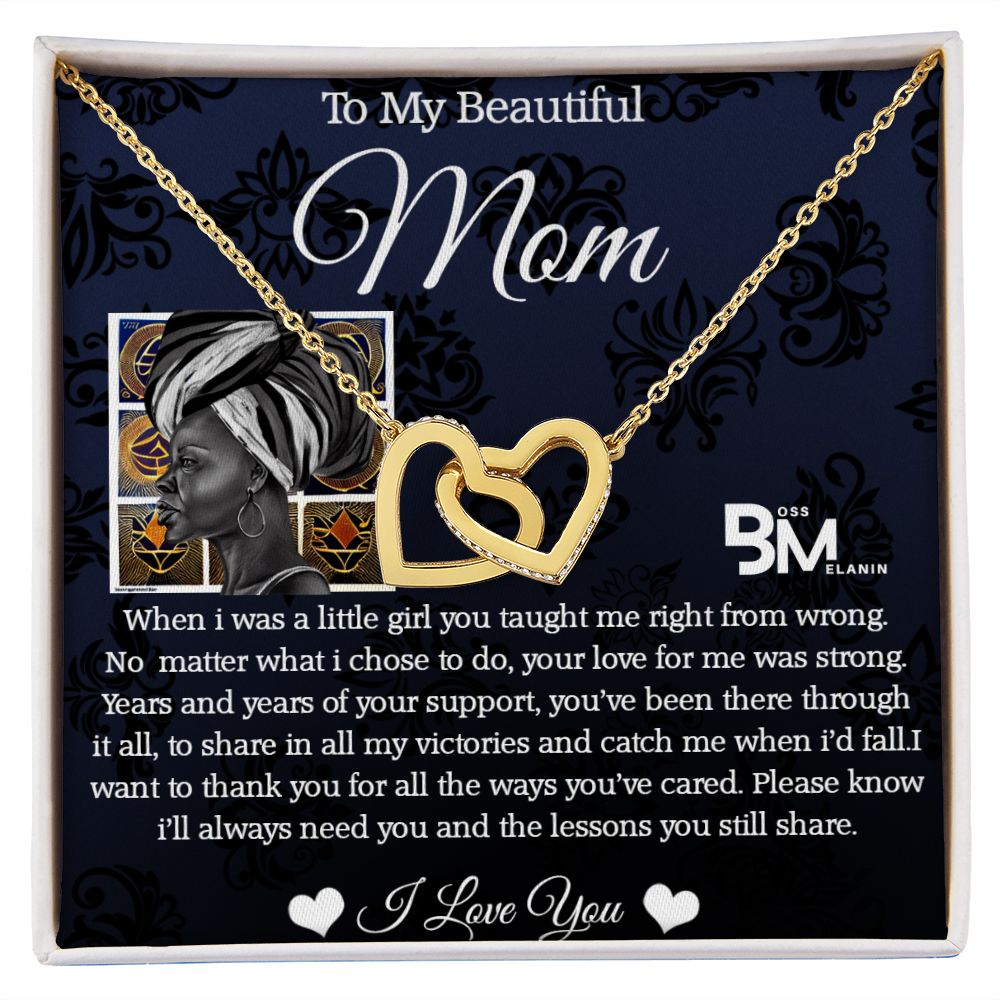 PerfectMelanin Mom Gift - Neckless with interlocking hearts, encrusted with Zirconia  formelanin Mother