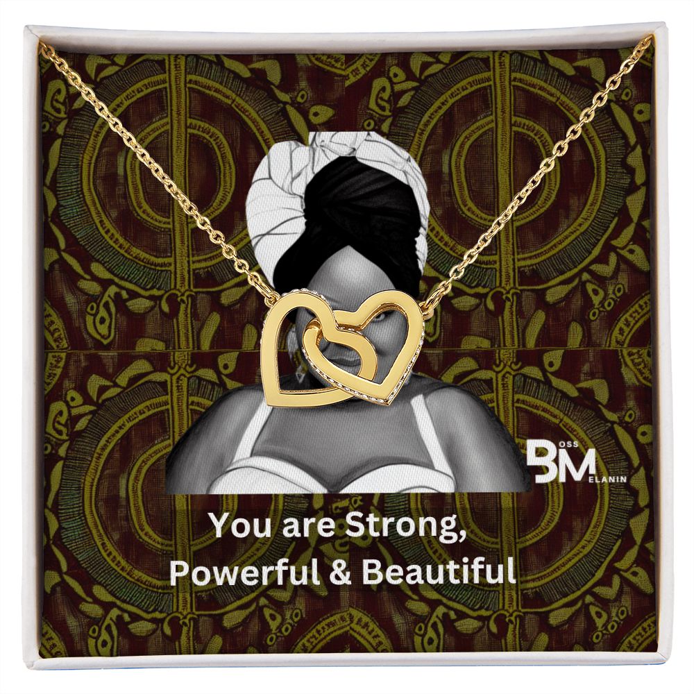 Gift for Black woman - Neckless with interlocking hearts, encrusted with Zirconia