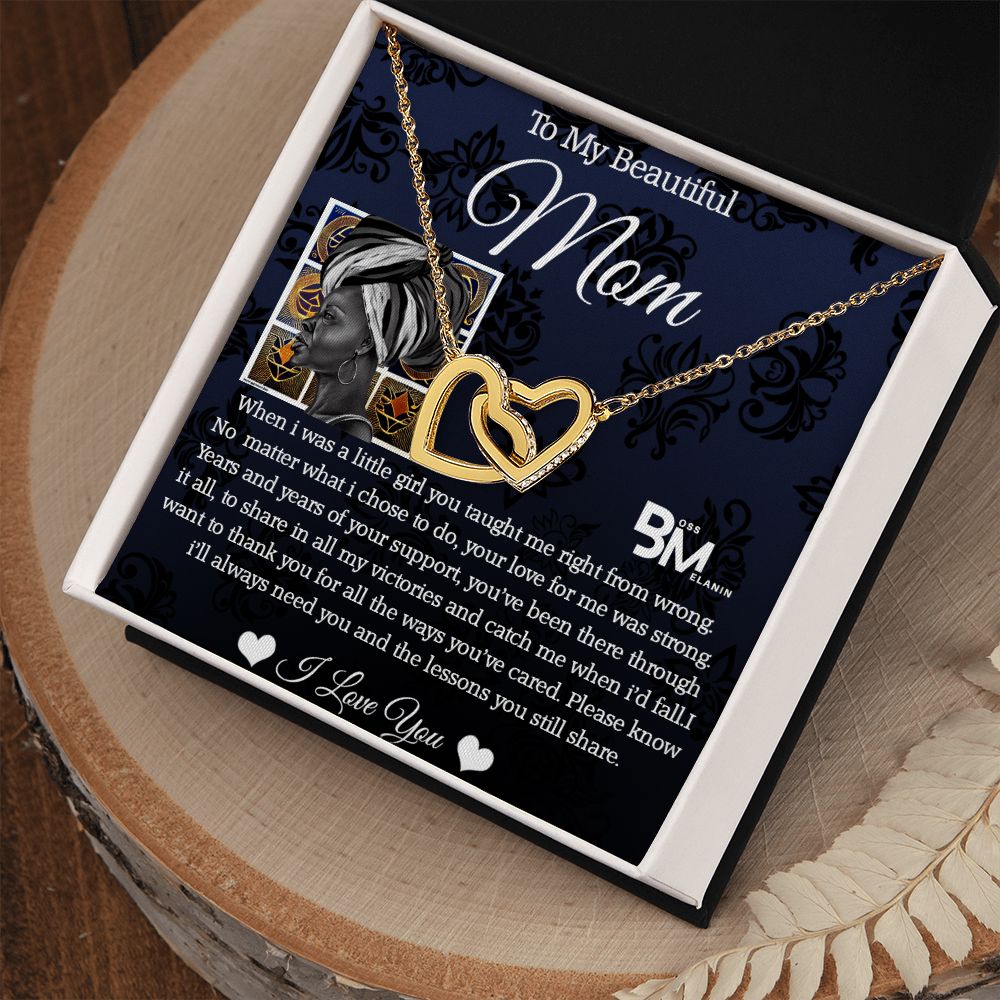 PerfectMelanin Mom Gift - Neckless with interlocking hearts, encrusted with Zirconia  formelanin Mother