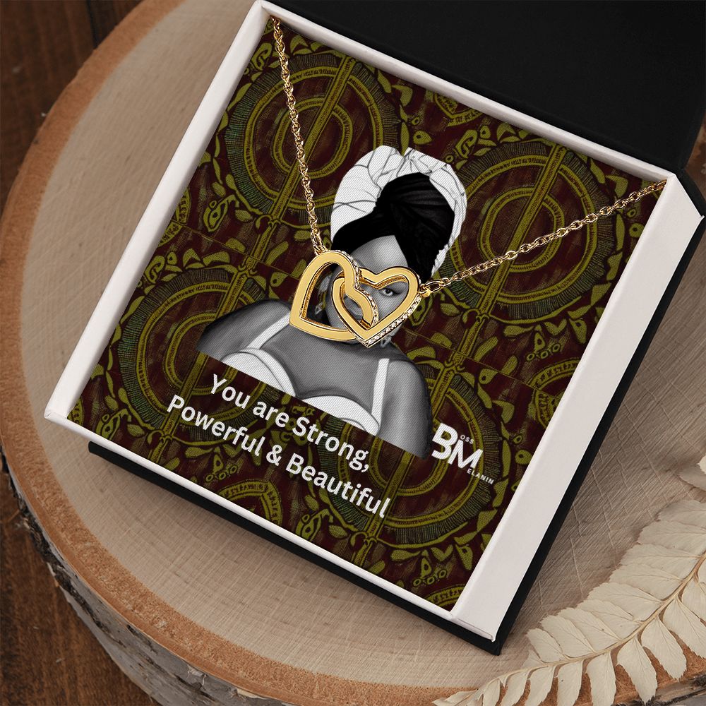 Gift for Black woman - Neckless with interlocking hearts, encrusted with Zirconia