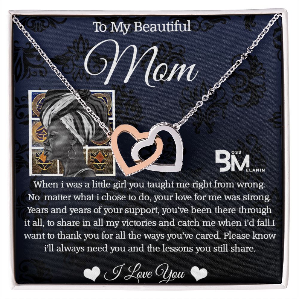 PerfectMelanin Mom Gift - Neckless with interlocking hearts, encrusted with Zirconia  formelanin Mother