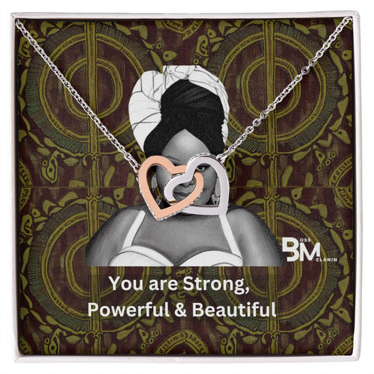 Gift for Black woman - Neckless with interlocking hearts, encrusted with Zirconia