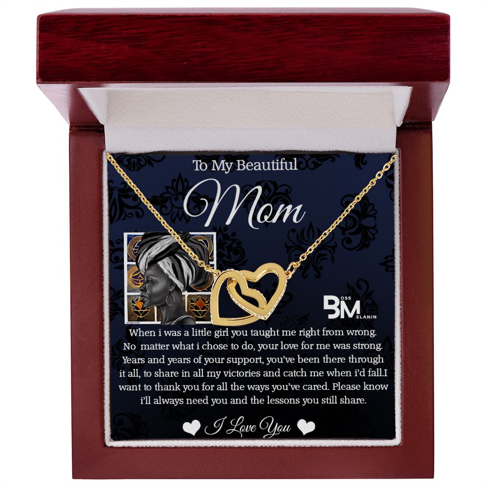 PerfectMelanin Mom Gift - Neckless with interlocking hearts, encrusted with Zirconia  formelanin Mother
