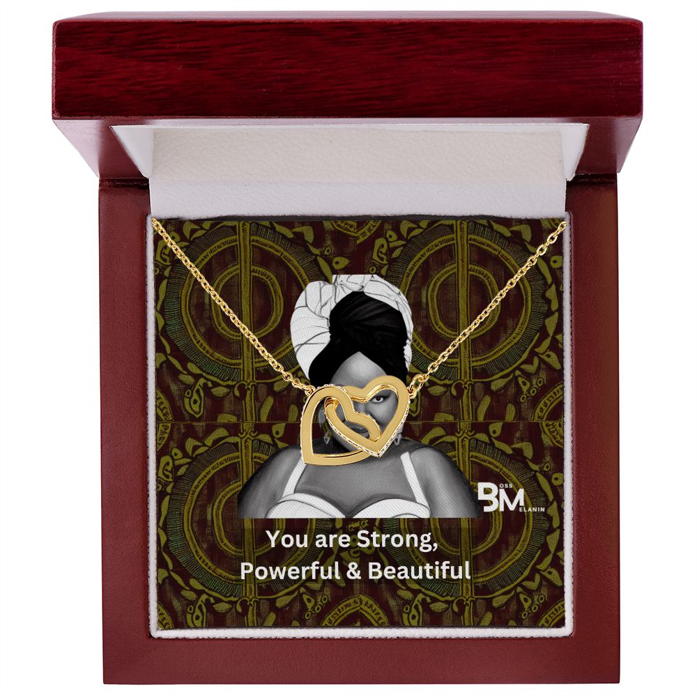 Gift for Black woman - Neckless with interlocking hearts, encrusted with Zirconia