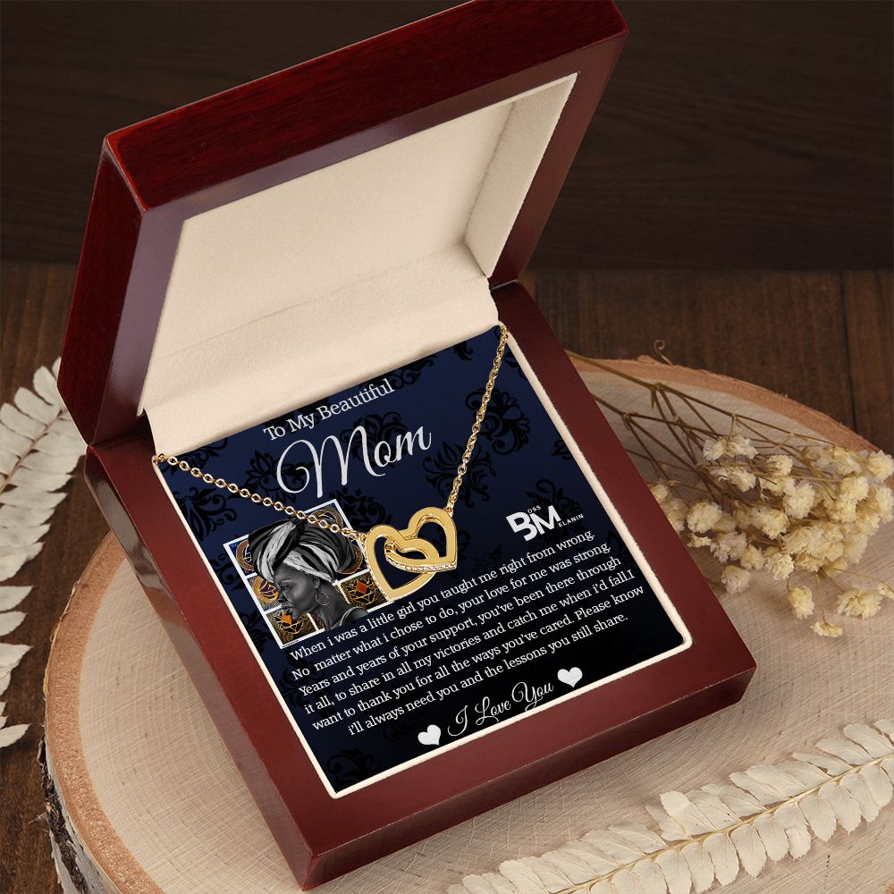 PerfectMelanin Mom Gift - Neckless with interlocking hearts, encrusted with Zirconia  formelanin Mother