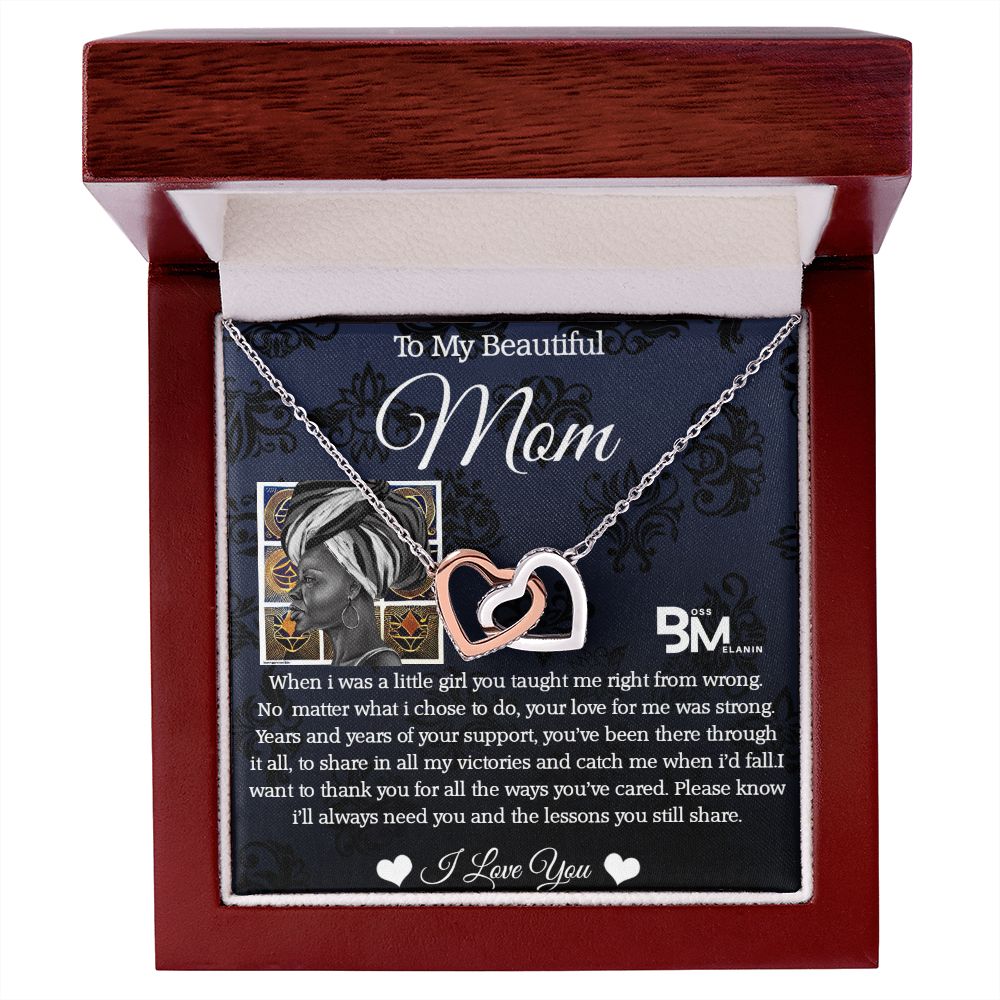 PerfectMelanin Mom Gift - Neckless with interlocking hearts, encrusted with Zirconia  formelanin Mother