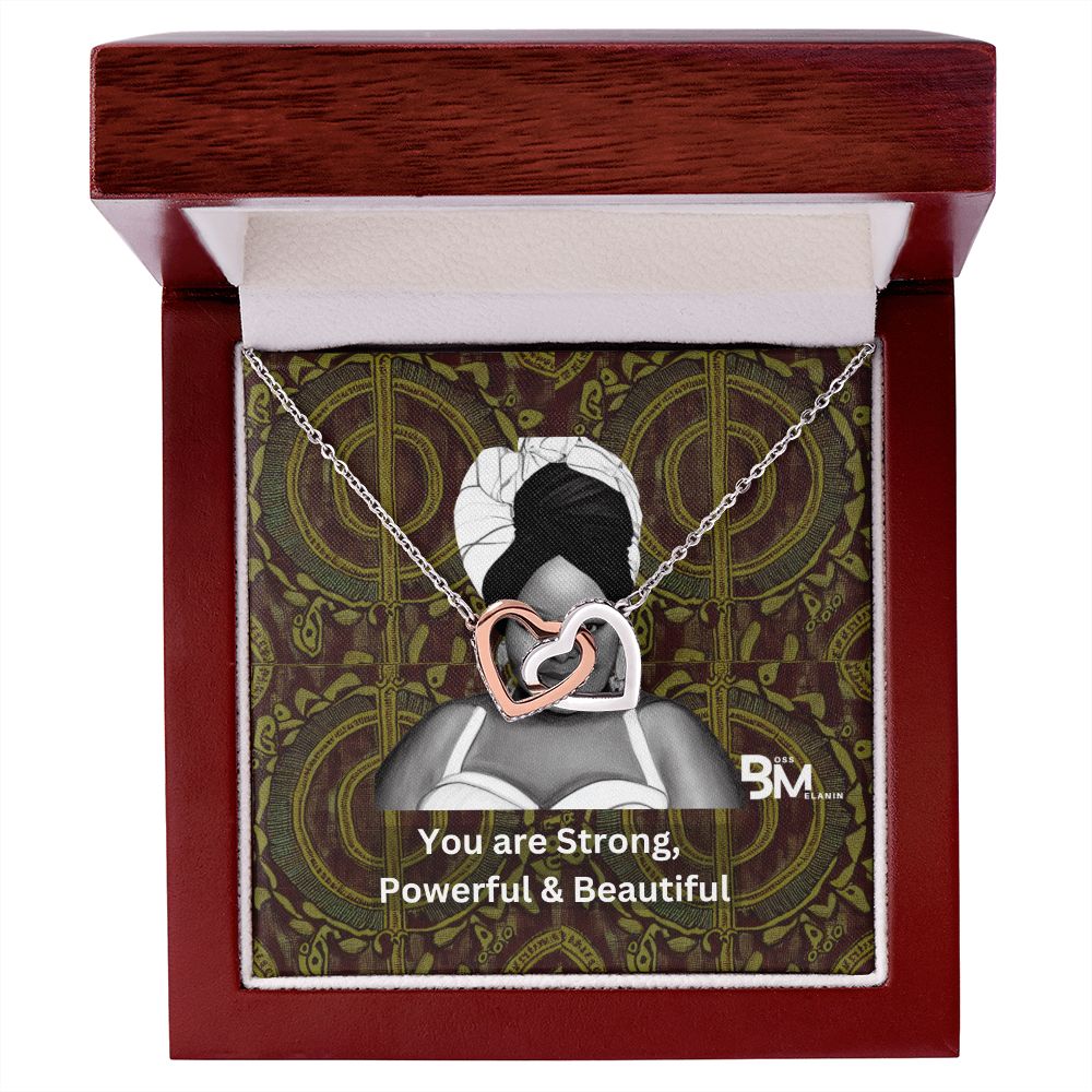 Gift for Black woman - Neckless with interlocking hearts, encrusted with Zirconia