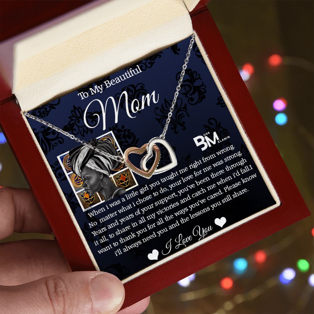 PerfectMelanin Mom Gift - Neckless with interlocking hearts, encrusted with Zirconia  formelanin Mother