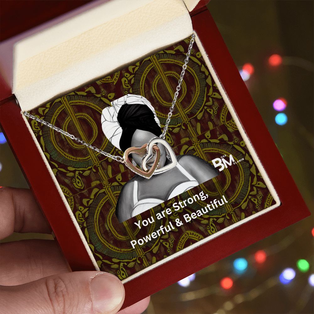 Gift for Black woman - Neckless with interlocking hearts, encrusted with Zirconia