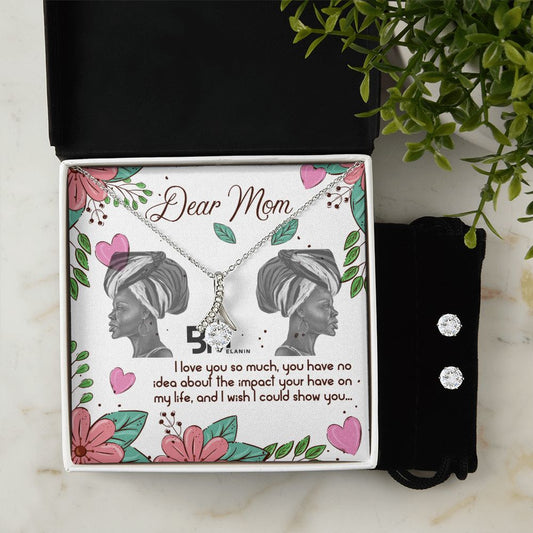 Matching Earrings and pendant chain - Perfect Black mom gift encrusted with Zirconia