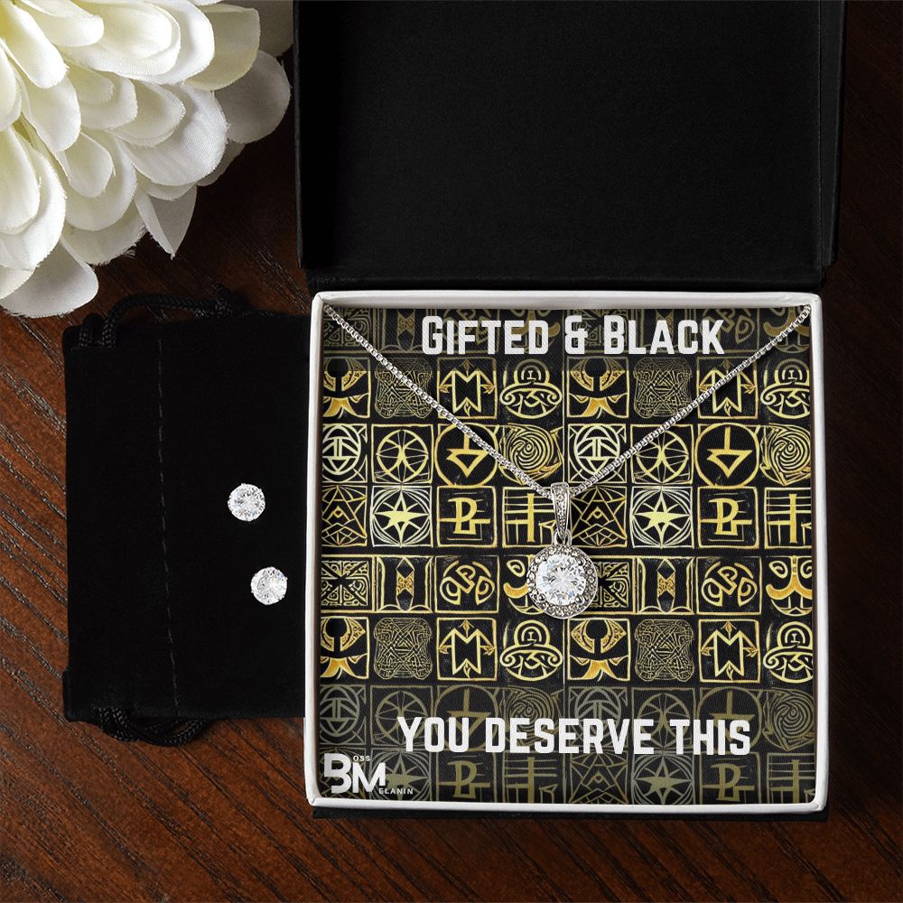 Matching Pendant and Earrings - White gold dipped high quality crystal encrusted Eternal hope pendant & necklace