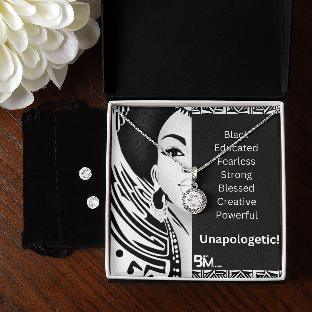 Eternal Hope Matching Neclace & earrings - Fearless,strong black woman perfect jewelry gift - White gold dipped high quality crystal encrusted Eternal hope pendant & Earrings & necklace  & chain for Beautiful, strong Black Woman