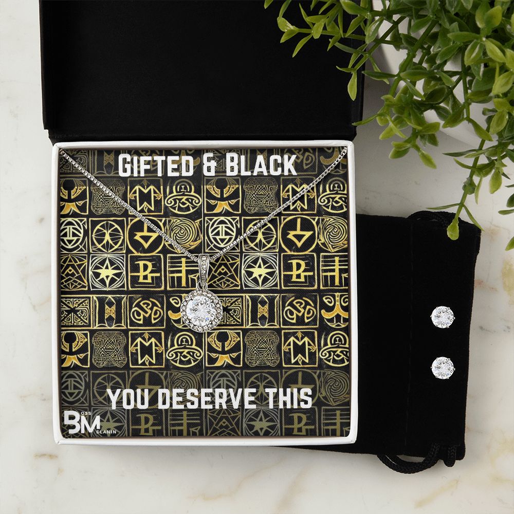 Matching Pendant and Earrings - White gold dipped high quality crystal encrusted Eternal hope pendant & necklace