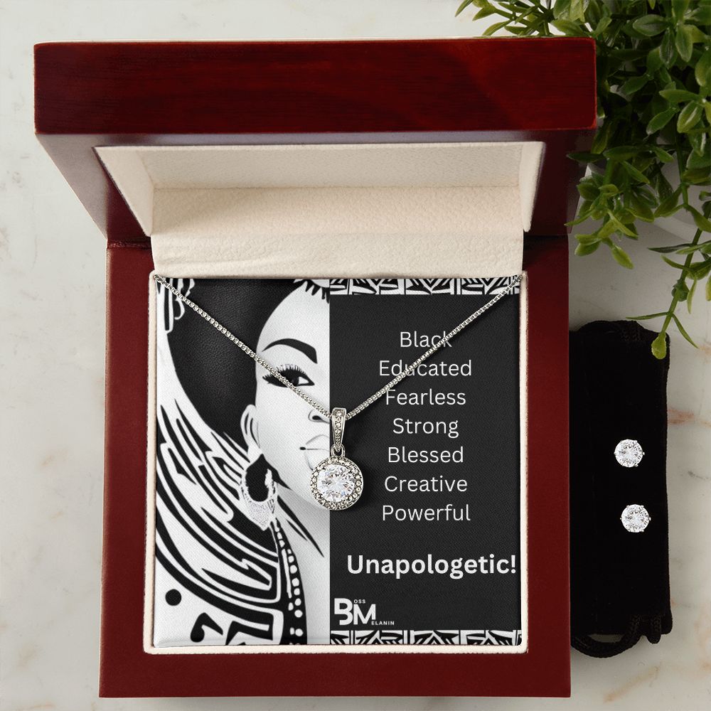 Eternal Hope Matching Neclace & earrings - Fearless,strong black woman perfect jewelry gift - White gold dipped high quality crystal encrusted Eternal hope pendant & Earrings & necklace  & chain for Beautiful, strong Black Woman