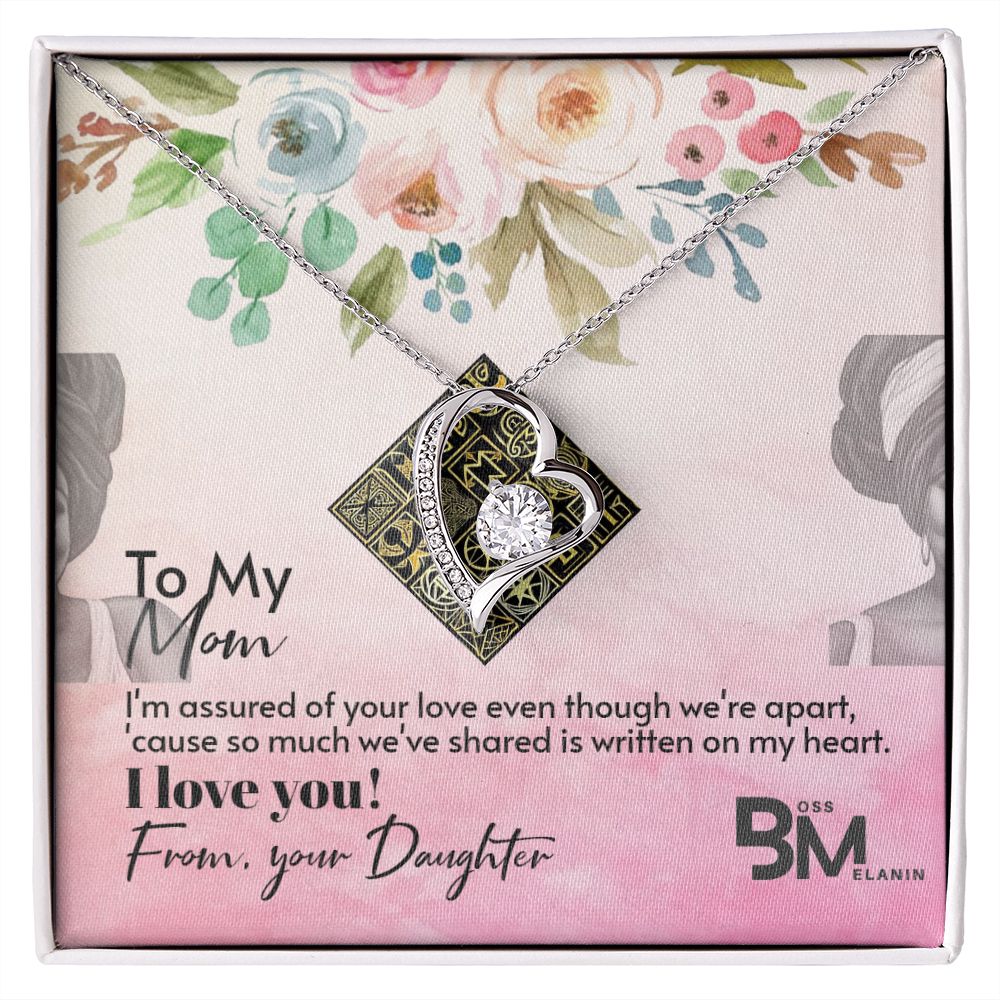 To My Beautiful Black Mom, Melanin Black Mother special Heart Shaped White Gold Necklace