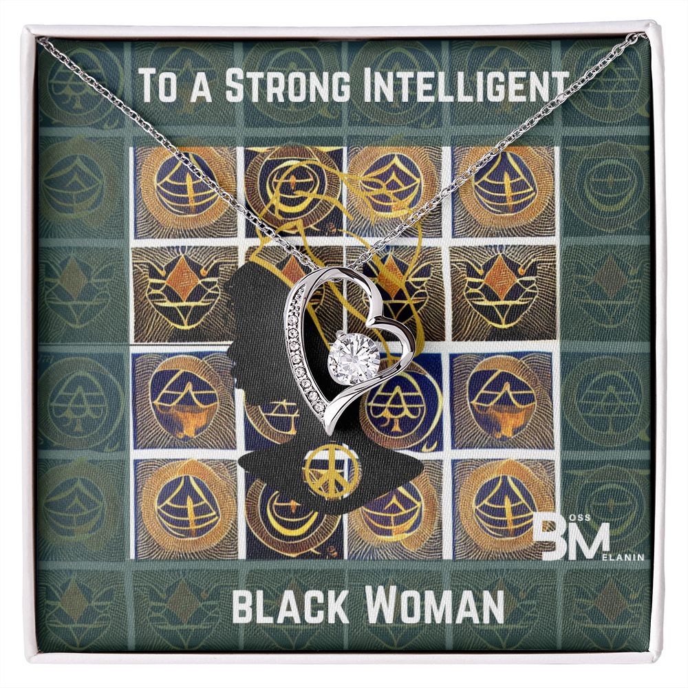 Beautiful, strong Black Woman, Melanin Black Woman special Heart Shaped White Gold Plated Necklace with unique Gift card message