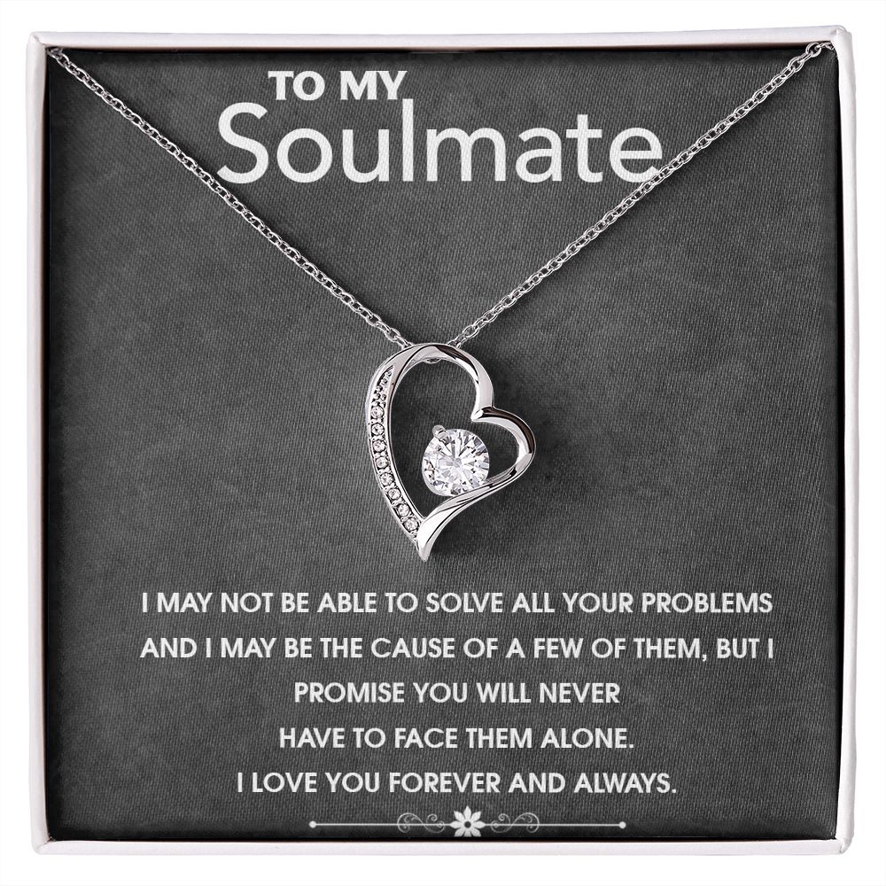 Soul Mate Woman Gift, Melanin Black Woman special Heart Shaped White Gold Plated Necklace with unique Gift card message