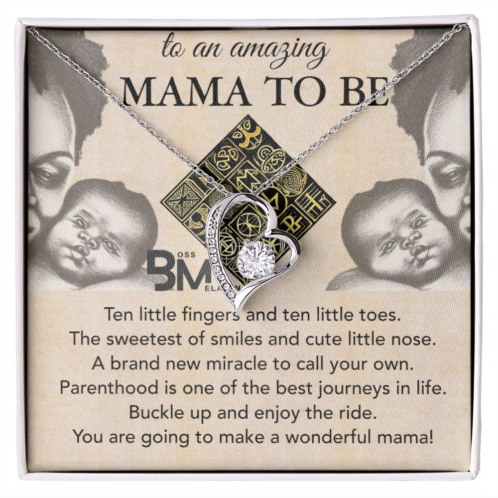 Black Mother to be heart shaped necklace gift, Melanin Black pregnant Mother special Heart Shaped White Gold Plated Necklace