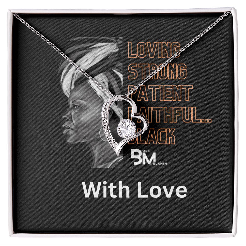 Beautiful, strong Black Woman, Melanin Black Woman special Heart Shaped White Gold Plated Necklace