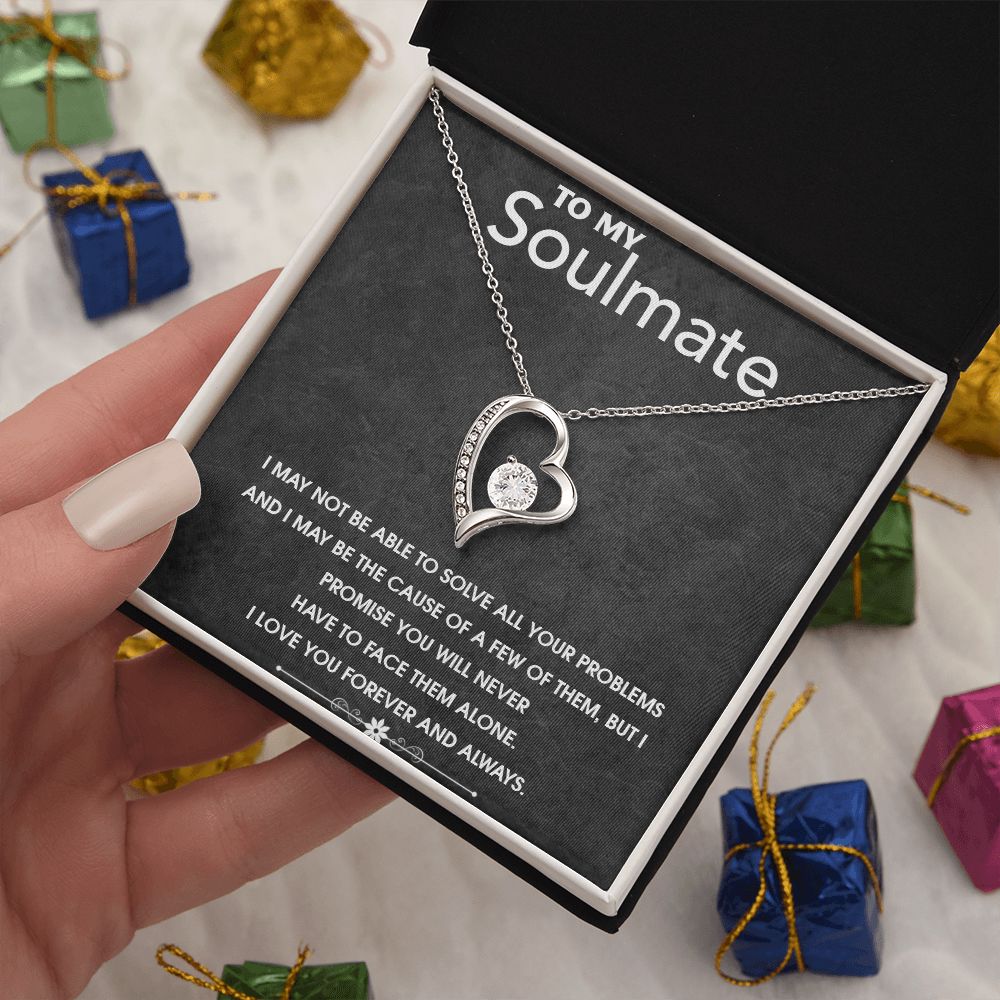 Soul Mate Woman Gift, Melanin Black Woman special Heart Shaped White Gold Plated Necklace with unique Gift card message