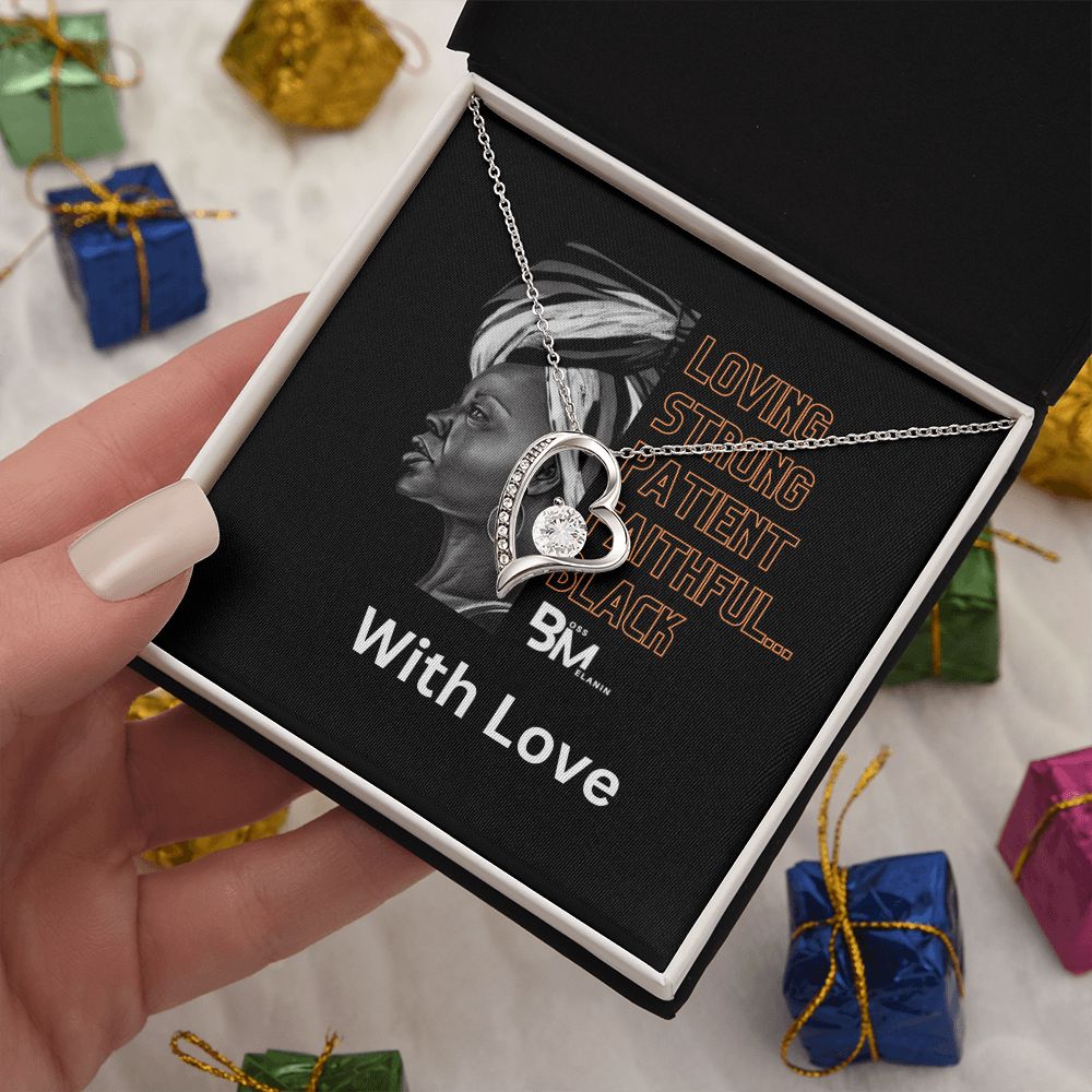 Beautiful, strong Black Woman, Melanin Black Woman special Heart Shaped White Gold Plated Necklace