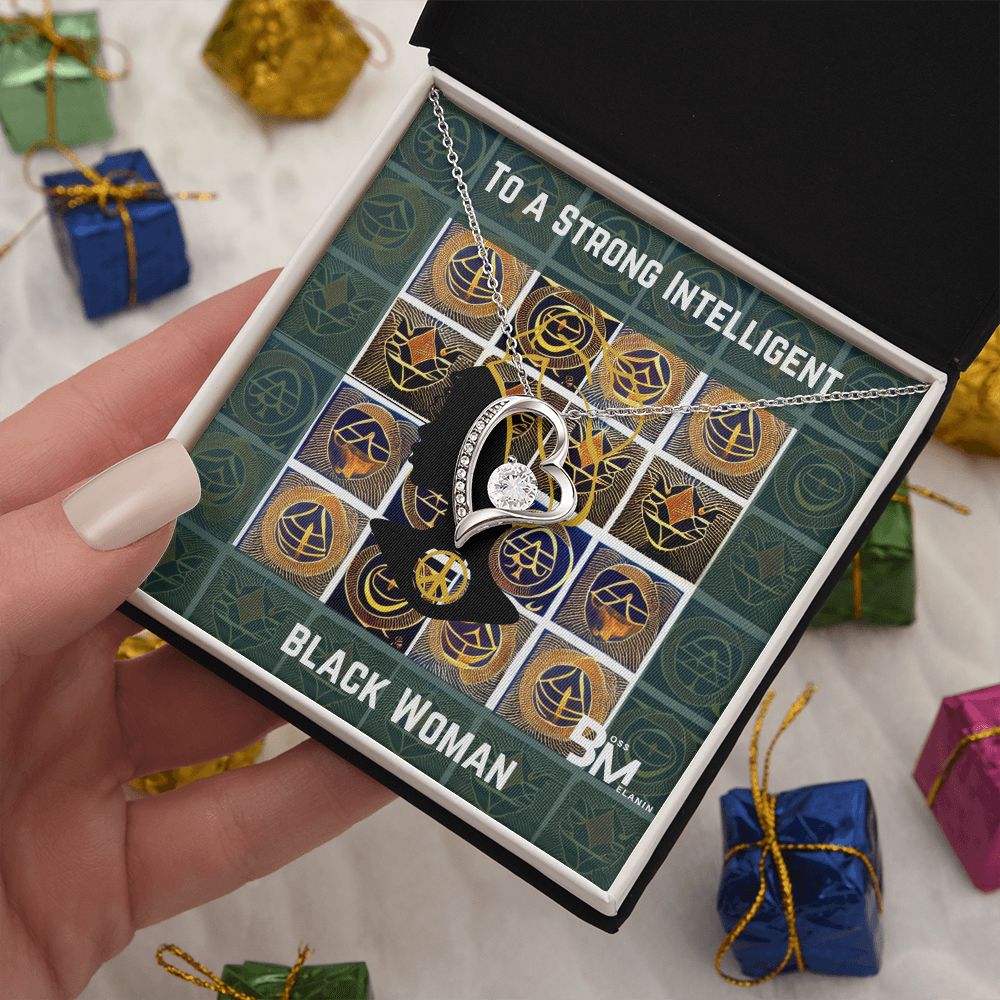 Beautiful, strong Black Woman, Melanin Black Woman special Heart Shaped White Gold Plated Necklace with unique Gift card message