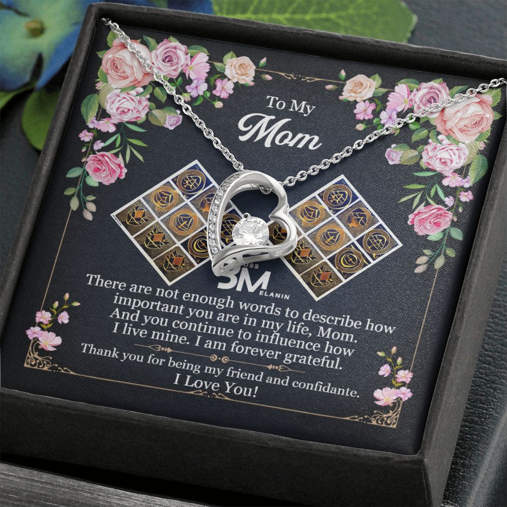 To My Beautiful Black Mom, Melanin Black Mother special Heart Shaped White Gold Plated Necklace