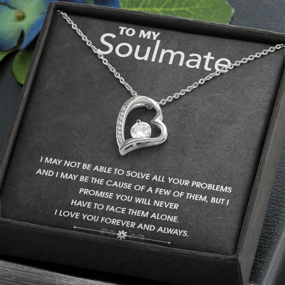 Soul Mate Woman Gift, Melanin Black Woman special Heart Shaped White Gold Plated Necklace with unique Gift card message