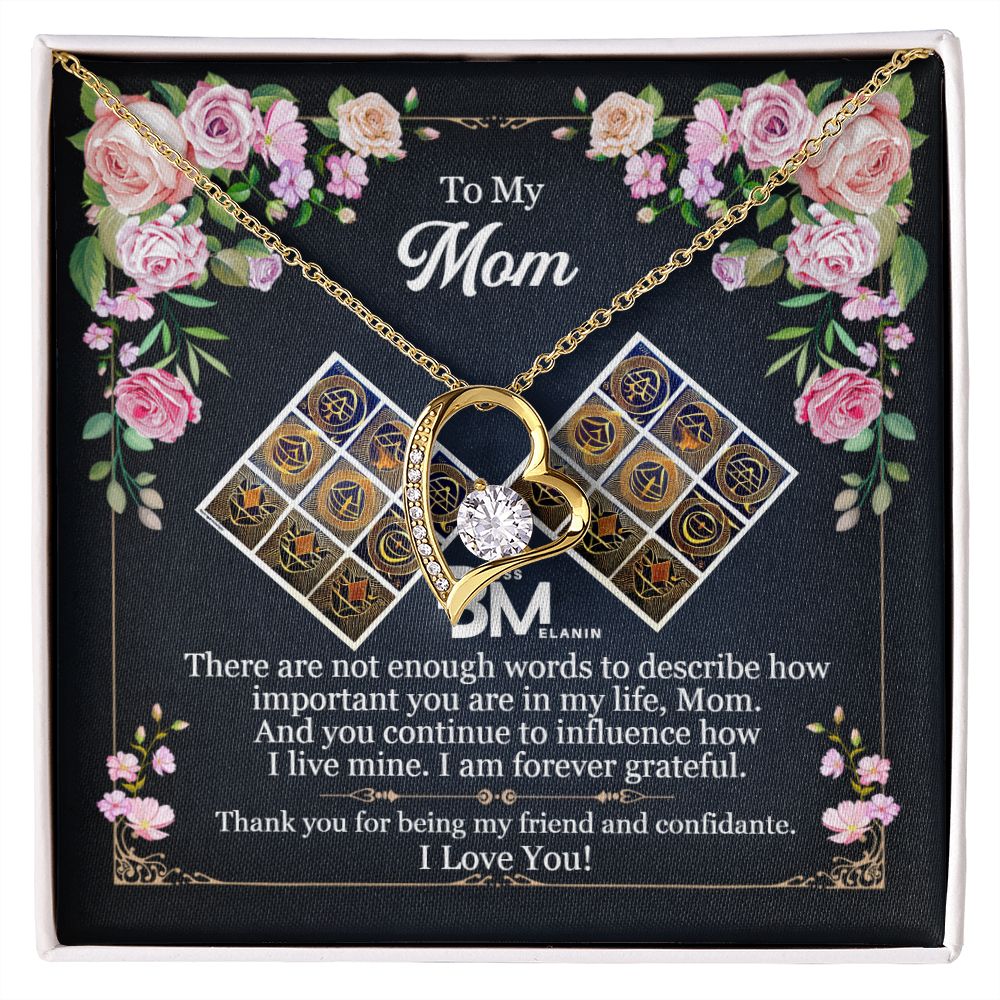 To My Beautiful Black Mom, Melanin Black Mother special Heart Shaped White Gold Plated Necklace