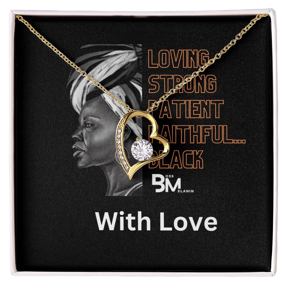 Beautiful, strong Black Woman, Melanin Black Woman special Heart Shaped White Gold Plated Necklace