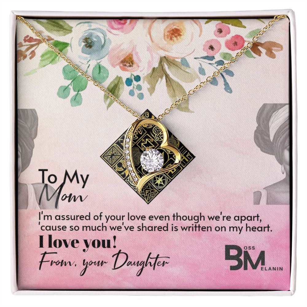 To My Beautiful Black Mom, Melanin Black Mother special Heart Shaped White Gold Necklace