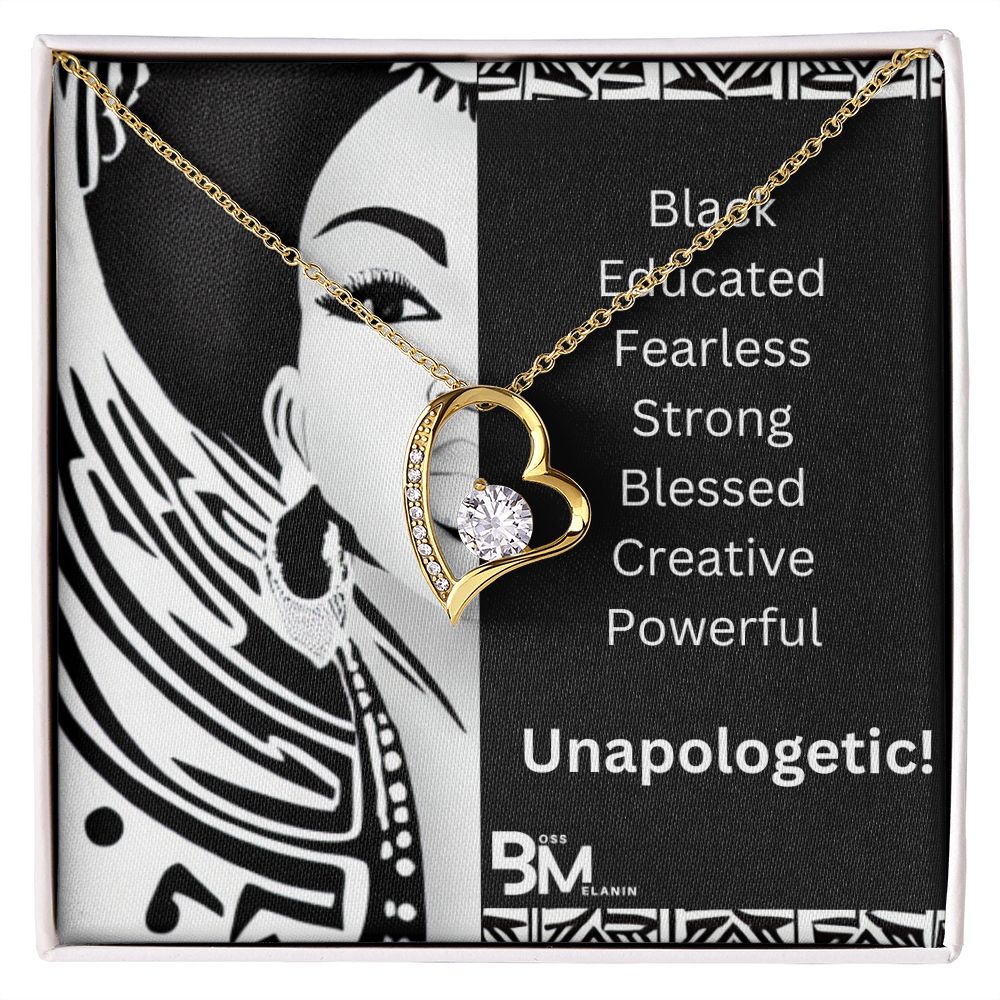 Black Woman, Melanin Black Woman special Heart Shaped White Gold Plated Necklace with unique Gift card message