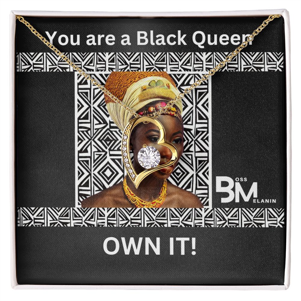 Beautiful, black Queen, strong Black Woman, Melanin Black Woman special Heart Shaped White Gold Plated Necklace