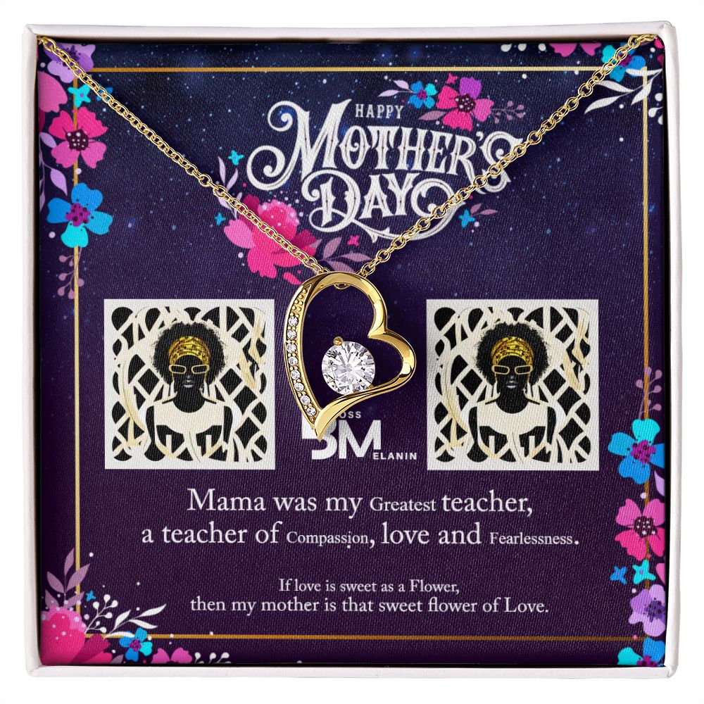 Mothers Day Gift for Melanin black - African-American Mother. Unique heart shaped white gold pendant