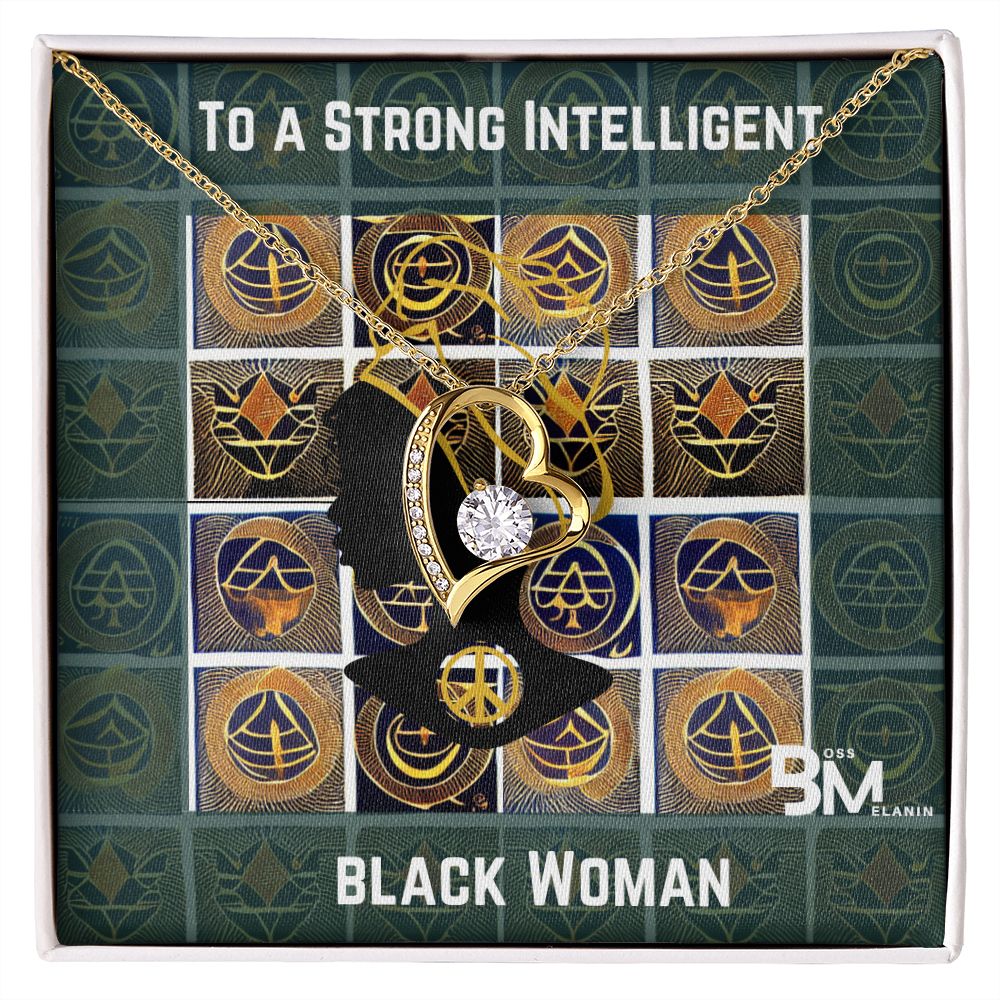 Beautiful, strong Black Woman, Melanin Black Woman special Heart Shaped White Gold Plated Necklace with unique Gift card message