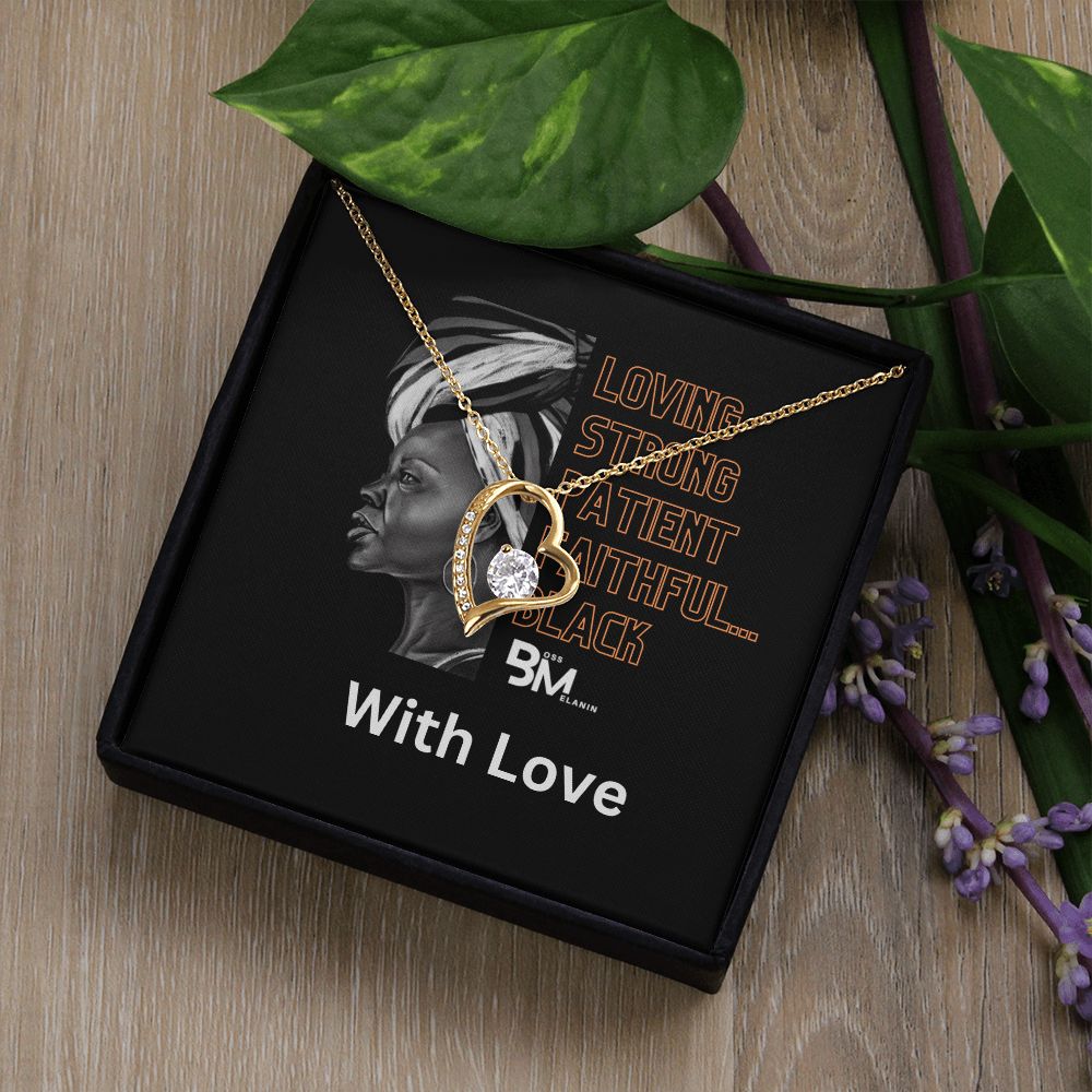 Beautiful, strong Black Woman, Melanin Black Woman special Heart Shaped White Gold Plated Necklace
