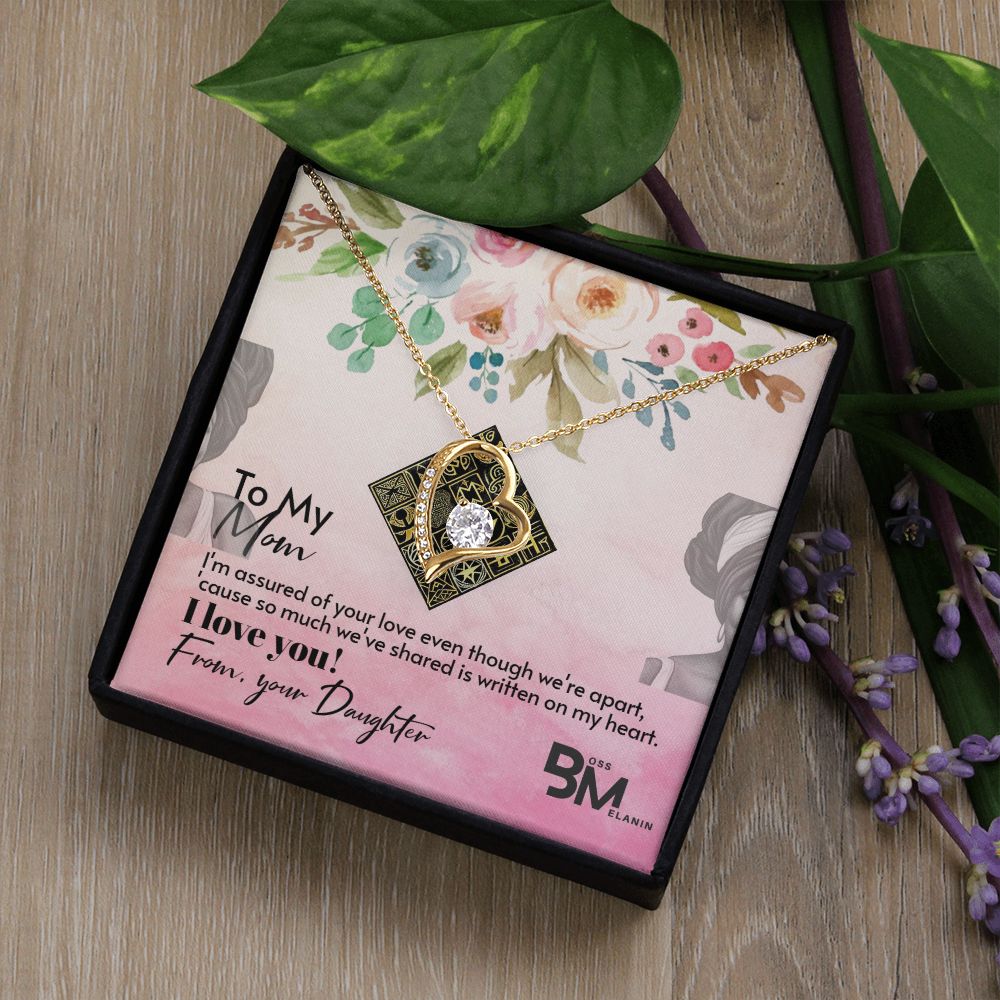 To My Beautiful Black Mom, Melanin Black Mother special Heart Shaped White Gold Necklace