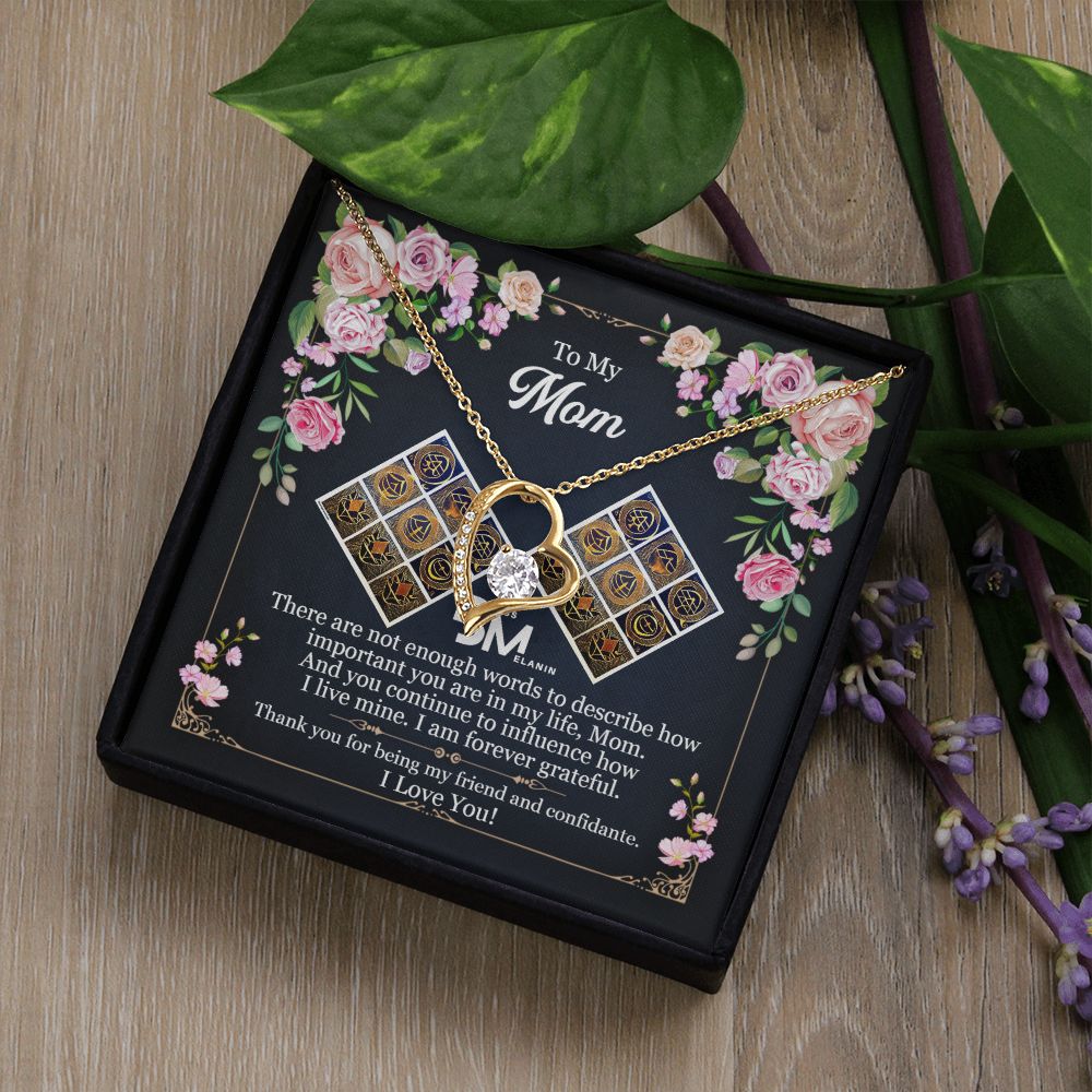 To My Beautiful Black Mom, Melanin Black Mother special Heart Shaped White Gold Plated Necklace