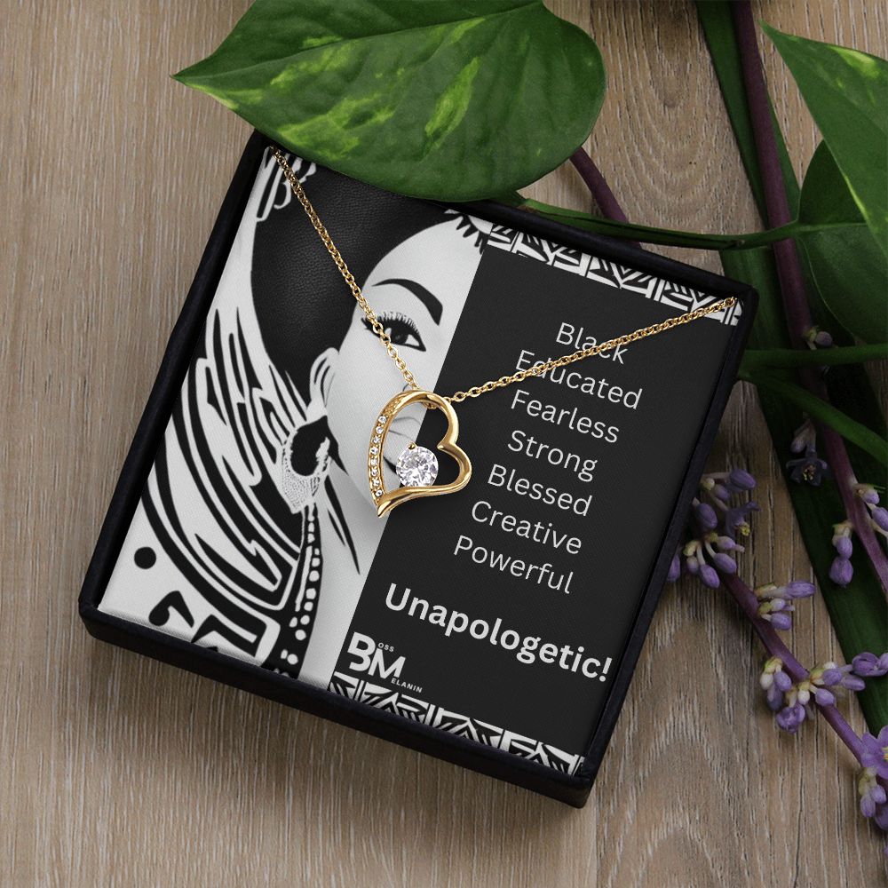 Black Woman, Melanin Black Woman special Heart Shaped White Gold Plated Necklace with unique Gift card message