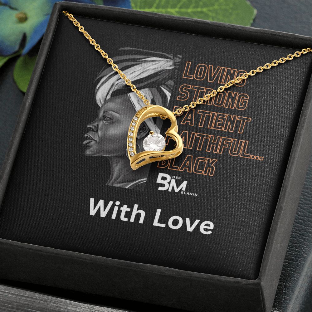 Beautiful, strong Black Woman, Melanin Black Woman special Heart Shaped White Gold Plated Necklace