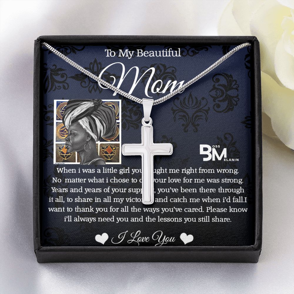 Stainless Steel Cross - To My Beautiful Black Mom,